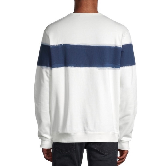 Slate & Stone Roman Blust Striped Cotton Sweatshirt in White/Blue Size M… - Picture 2 of 9
